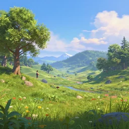 a gorgeous landscape in the style of thomas cole and pixar. beautiful beyond imagination! enchanting hyperrealism, extremely detailed! 8 k, cgi movie, path tracing, trending on artstation