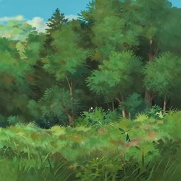 forest lanscape panorama by makoto shinkai in pixar style backdrop gouache traditional