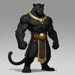 anthropomorphic muscled black-coated leopard priest, Artstation