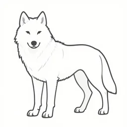 professional digital art of a full-body outline of a wolf, very simple, all white with black lines, high quality, HD, 8K,