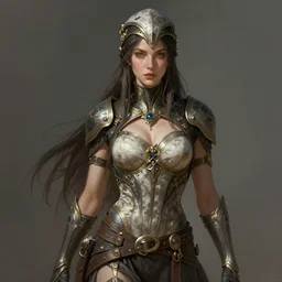 A full portrait of a beautiful post apocalyptic offworld huntress, intricate, elegant, highly detailed, digital painting, artstation, concept art, smooth, sharp focus, illustration, art by Krenz Cushart and Artem Demura and alphonse mucha