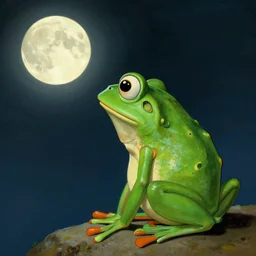 pepe the frog gazing at the moon by norman rockwell