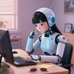lofi hiphop girl studying but it's a robot