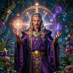 astrologer walter mercado in the multiverse of madness, as the sorcerer supreme, tropical iconography, casting spells and quantum enchantments