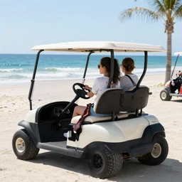 golf cart beauty contest held on shorline of beautiful beach