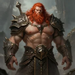 a highly detailed portrait of a massive epic fantasy giant redhead man concept art