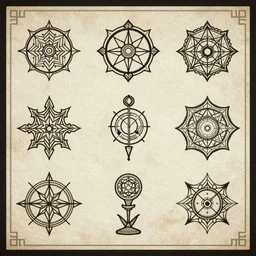 “ allomancy symbols in art deco style ”