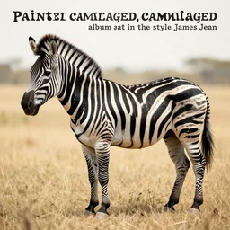 “painted zebra camouflaged, dotart, album art in the style of James Jean”
