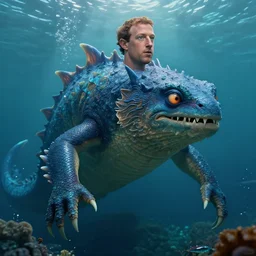 mark zuckerberg as a fantastic sea creature, photorealistic, cinematic lighting, highly detailed, by guillermo del toro