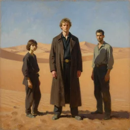 refuge on arrakis, pj crook, grant wood, edward hopper, syd mead, chiaroscuro, oil on canvas