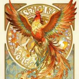 a beautiful hyperdetailed character design 4 k wallpaper illustration of phoenix, victo ngai style, alfons mucha ， from china, style of studio ghibli, chinese style