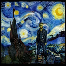 album cover for an industrial punk metal band designed by vincent van gogh