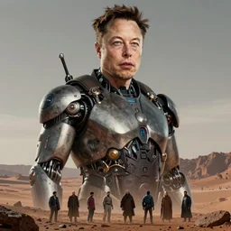 beautiful elon musk vs mars fantasy character portrait, ultra realistic, cyborg, muted color, wide angle, intricate details, the fifth element artifacts, highly detailed by peter mohrbacher, hajime sorayama, wayne barlowe, boris vallejo, aaron horkey, gaston bussiere, craig mullins