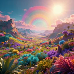 psychedelic landscape, cinematic, octane render, hyper detailed, lens flare, 4 k
