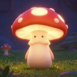 glowing mushroom character. pixar.