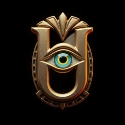 hyper realistic 3 d render logo eye of horus making the letter k media kit