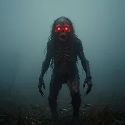 photograph of a creature by nina leen, scary, red lights, 1 9 1 6, fog, atmospheric