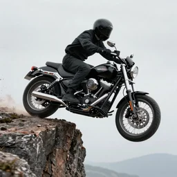 kratos riding a black harley - davidson motorcycle off a cliff, cinematic render, playstation studios official media, god of war 2 0 1 8, flames, centered