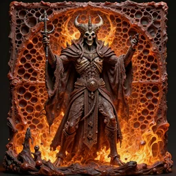 undead lich sacrifice to baal, d & d, molten, honeycomb, lattice, intricate detail, high precision, technical expertise, whealan, royo,