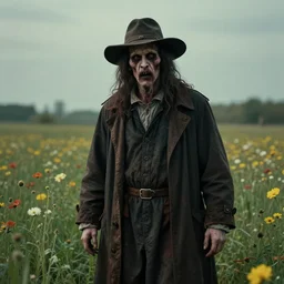 a extremely disturbing old forgotten horror photograph of a plague doctor in a field of flowers, hyperrealism, sharp focus, highly detailed, horror cgi 4 k, matte, octane render, cinematography, photo by professional photographer