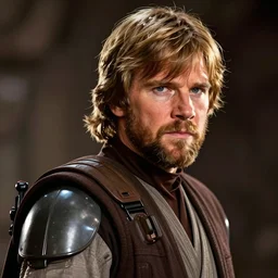 star wars portraif of a man by greg rutkowski, jedi commander luke skywalker, beard, wearing the tactical gear of the galactic alliance, he is about 6 0 years old, sharp foccus, artstation hq.