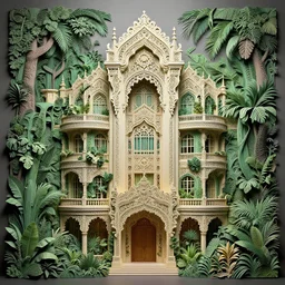 ejl building, jungle, kirigami, dichromatism, paradox, volumetric light, insanely detailed and intricate, hypermaximalist, elegant, ornate, hyper realistic, super detailed, by remedios varo uranga