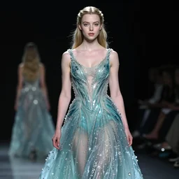 of anya taylor joy in a dress made up off liquid water, high level of detail, 8 k in the style of heraldo ortegab