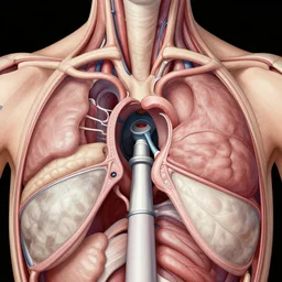 bronchoscopy, anatomy, in the style of evelyn de morgan, intricate detail, photo realistic