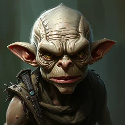 a detailed portrait of gollum by justin gerard and greg rutkowski, digital art, realistic painting, dnd, dungeons & dragons, character design, trending on artstation