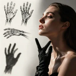 alien hand reaching for her throat was just a nightmare. dramatic lighting, fashion photography, gloves, hand pictures, haute couture, symbolism, alchemy, hand study reference, hand model portfolio, hand model photography, hand poses photography, reference hand study drawing, hand shadow photography, silhouette, neo - expressionism