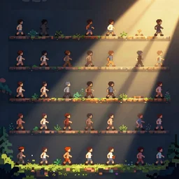 2d pixel art walking animation spritesheet