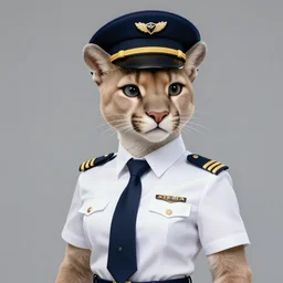 character portrait feature of the anthro female anthropomorphic puma fursona wearing airline pilot outfit uniform professional pilot for delta airlines character design stylized by charlie bowater, ross tran, artgerm, and makoto shinkai, detailed, soft lighting, rendered in octane