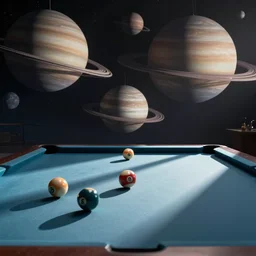 a game pool with planets as the pool balls