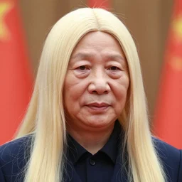 xijinping wearing a long blonde wig, high resolution photograph