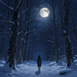 a forest in winter moonnight by katayama bokuyo