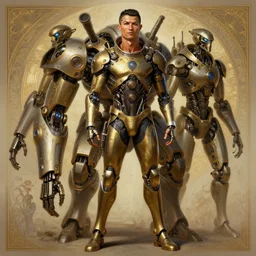 full body portrait of cristiano ronaldo, robot steampunk, horizon zero dawn machine, intricate, elegant, highly detailed, ray tracing, digital painting, artstation, concept art, smooth, sharp focus, illustration, art by artgerm and greg rutkowski and alphonse mucha, 8 k