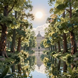 [ dreary foreign geography ]! surrounded by [ trees made of reflections ]! trending on artstation lustrous atmosphere vivid lighting shimmery landscape bright sky aglow by the lucent sun cgsociety contest winner pinterest landscape artstation landscape artstation hd 4 k 8 k hd intricate elaborate minutia details