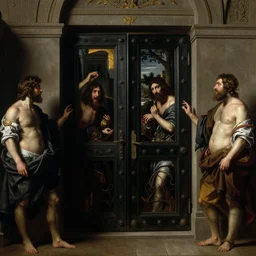the ebony gates of oblivion. placid terror. by peregrino, tintoretto, van dyke, peter paul rubens, jean baptiste greuze, giovanni battista piazzetta, fayum, diego velazquez,