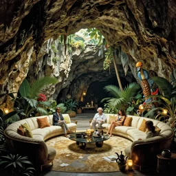 a tropical cave that renovate as a luxury interior by syd mead, frank frazetta, ken kelly, simon bisley, richard corben, william - adolphe bouguereau w 1 0 2 4