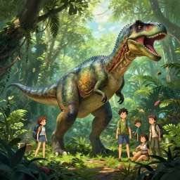 dinosaurs, amazon jungle heartstone global illumination ray tracing hdr official fanart behance hd artstation by jesper ejsing, by rhads, makoto shinkai and lois van baarle, ilya kuvshinov, rossdraws