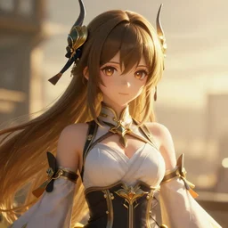 Kongou from Kantai collection PC game , no background, close-up shot, intricate, elegant, highly detailed, centered, digital painting, golden hour, cinematic, award-winning, trending on artstation, trending in cgsociety, concept art, smooth, sharp focus, hdr, caustic lights, volumetric lighting, atmospheric lighting, illustration, cinematic, scan, ray traced, octane render, unreal engine, 4k, 3d, photorealistic, art by artgerm and wlop and ross tran