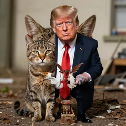 junkyard cat mixed with donald rumsfeld