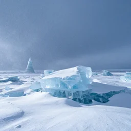 a very windy and cold place, everything is made out of ice, snowing, cinematic lighting