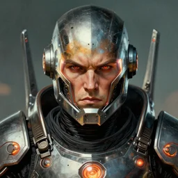 the doomslayer with glowing armor as a realistic scifi cyberpunk knight, closeup portrait art by donato giancola and greg rutkowski, vintage retro scifi, realistic face, digital art, trending on artstation, symmetry!!!