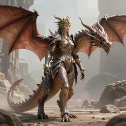 portrait of the dragon queen, Dragon in dragon lair, HD, full body dragon concept, flying dragon, Human body with dragon features, beautiful queen, perfect face, ray tracing, 4k realistic 3d rendered portrait, soft shading, soft colors, relaxed colors, hyperdetailed, wide angle lens, fantasy, futuristic horror, armor style of giger