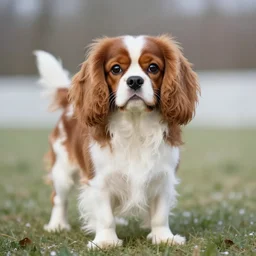 portrait of a cavalier king charles spaniel, cute, fluffy, winter meadow, art by artgerm