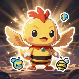 cute miss mascot corboss corboss honchkrow super hero sticker art, cronobreaker, beeple game icon