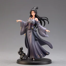 figurine of a sorceress wearing elegant robes, dynamic pose, detailed product photo, featured on amiami, 8 k, 8 5 mm, f. 1 4, beautiful composition,