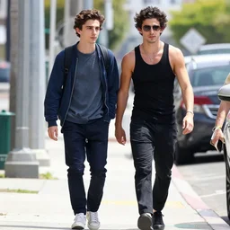 photo of Timothee Chalamet walking in LA with his taller & muscular boyfriend