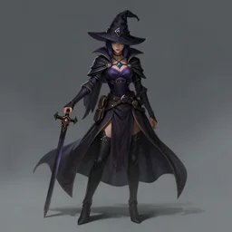 illustration of a lady wizard, gloomy, sharp, detailed, 4k, full body